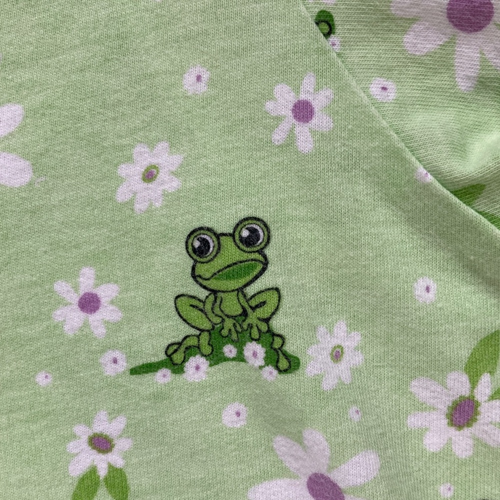 French Dressing FROG AOP Floral Print V-Neck Long Sleep Tee T-Shirt Cotton Sz 1X